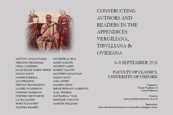 constructing authors and readers in the appendices vergiliana tibulliana ovidiana 6 8 september poster