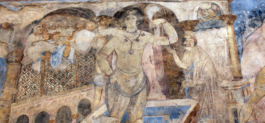 Early Islamic wall-painting in Qusayr Amra bathhouse, Jordan