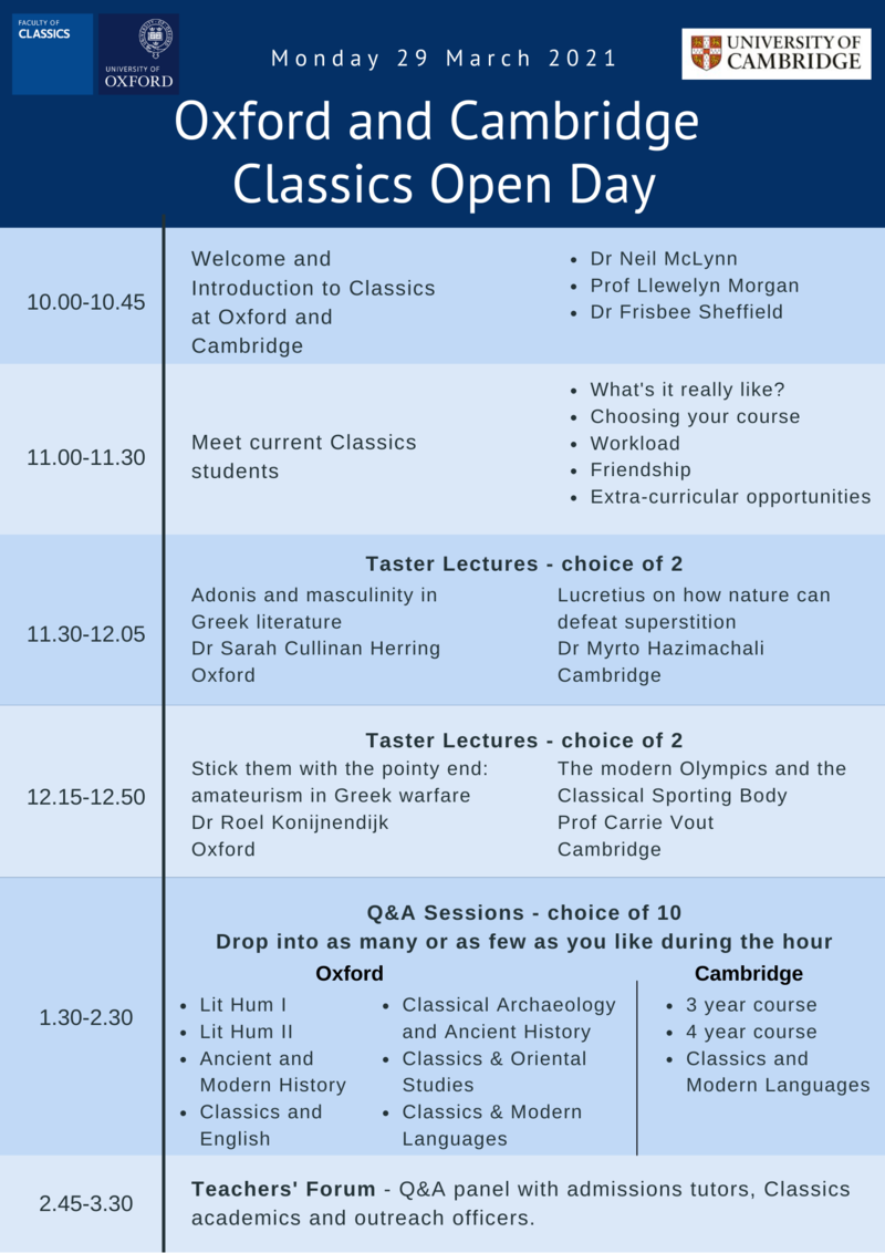 oxford classics open day programme