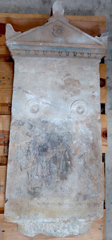 L247 img 7864 jpeg painted marble stele with a peaked roof design