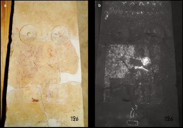side by side light comparison of a stele