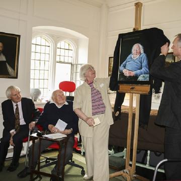 portrait of professor donald russell by mark hancock unveiled c st johns college oxford